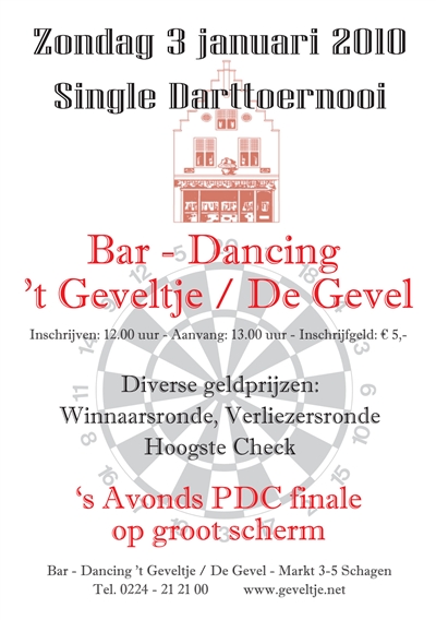 Zondag 3 Januari Dart Toernooi in `t Geveltje