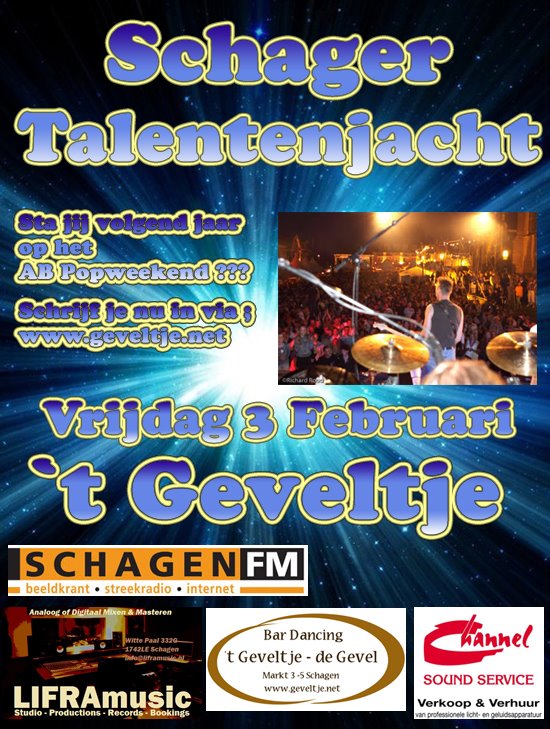 Schager Talentenjacht a.s. Vrijdag 3 februari in `t Geveltje
