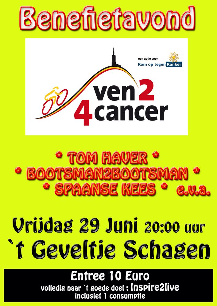 Benefietavond Vent 2 - 4 Cancer in `t Geveltje